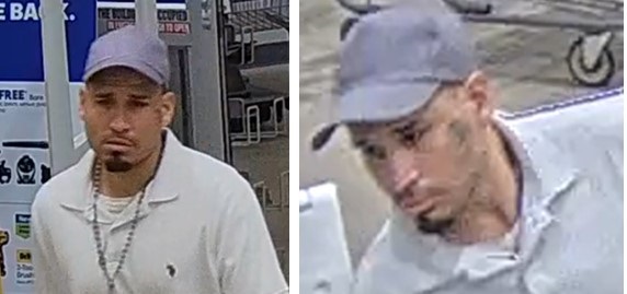 Aggravated robbery suspect for Case: SAPD23021890, wearing white shirt and light colored cap.