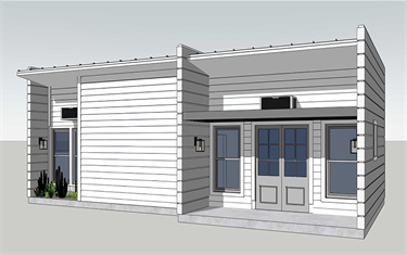 The Habitat, by A-Digital, LLC, is a 503 square foot ADU is ideal for individuals or couples. It features one bedroom, one bathroom, a kitchen, and a social area. The modular design allows for expansion, and the roof is solar-ready.